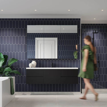 Fibo Urban Smokey Blue Elongated Hexagon Wall Panel